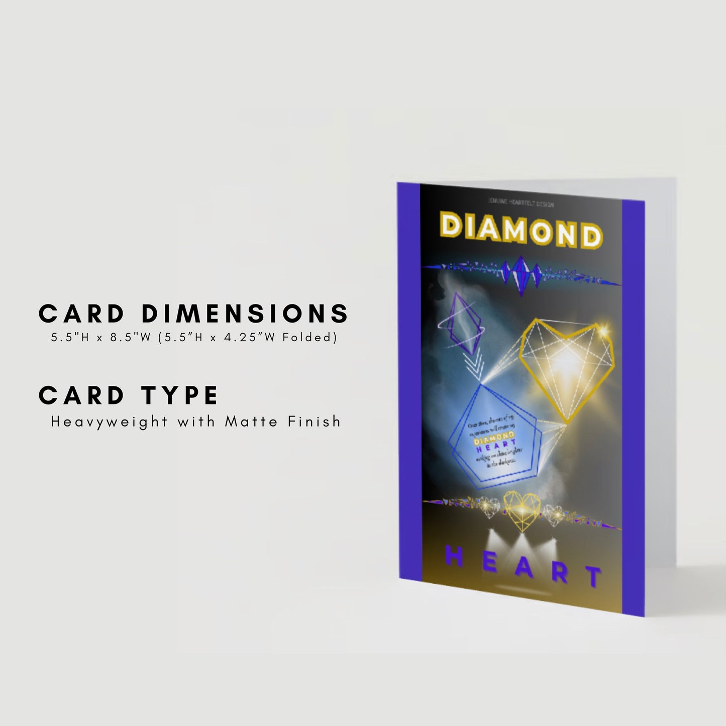 "Diamond Heart" Greeting Card (As-Is or Custom) | Inspirational, Motivational & Uplifting | Mindful, Mental Health, Strength, Self-Care, Love | Perfect Gift for Friends, Family & Loved Ones