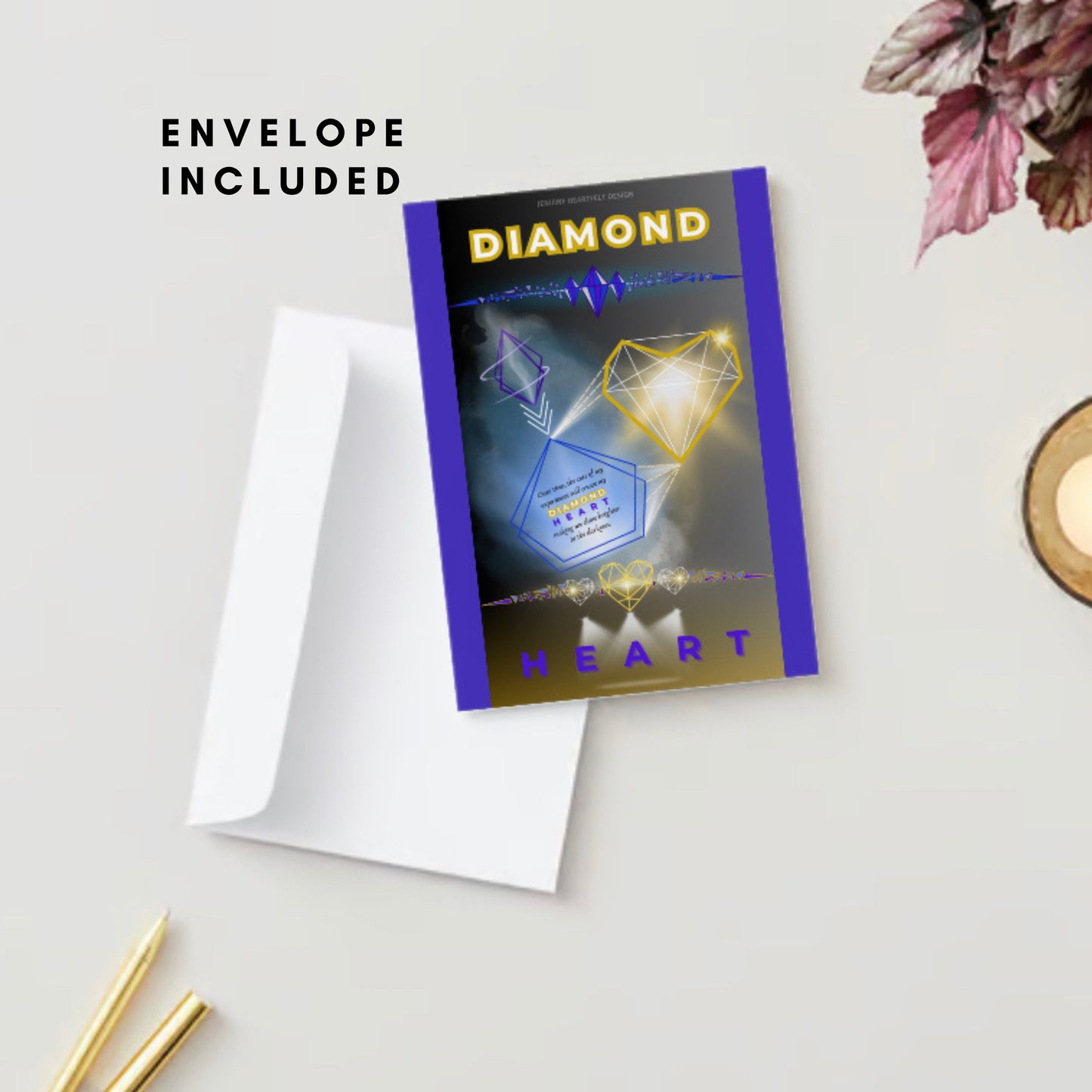 "Diamond Heart" Greeting Card (As-Is or Custom) | Inspirational, Motivational & Uplifting | Mindful, Mental Health, Strength, Self-Care, Love | Perfect Gift for Friends, Family & Loved Ones