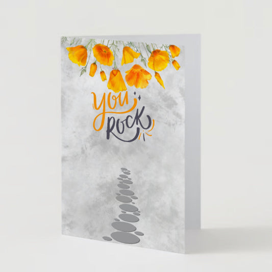 "You Rock" Nature Greeting Card (As-Is or Custom) | Inspirational, Motivational & Uplifting | Relax, Calm, Mindful, Strong, Mental Health, Self-Care, Love | Perfect Gift for Friends, Family & Loved Ones