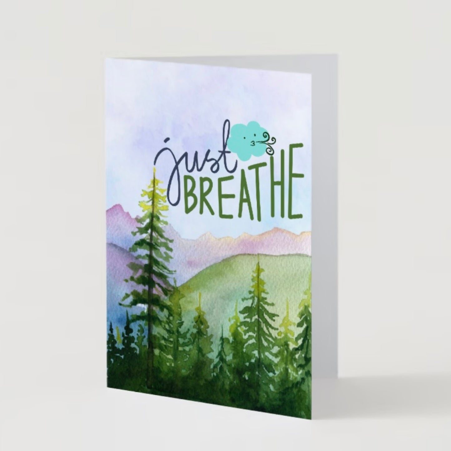 "Just Breathe" Nature Greeting Card (As-Is or Custom) | Inspirational, Motivational & Uplifting | Relax, Calm, Tranquil, Mindful, Mental Health, Self-Care, Love | Perfect Gift for Friends, Family & Loved Ones