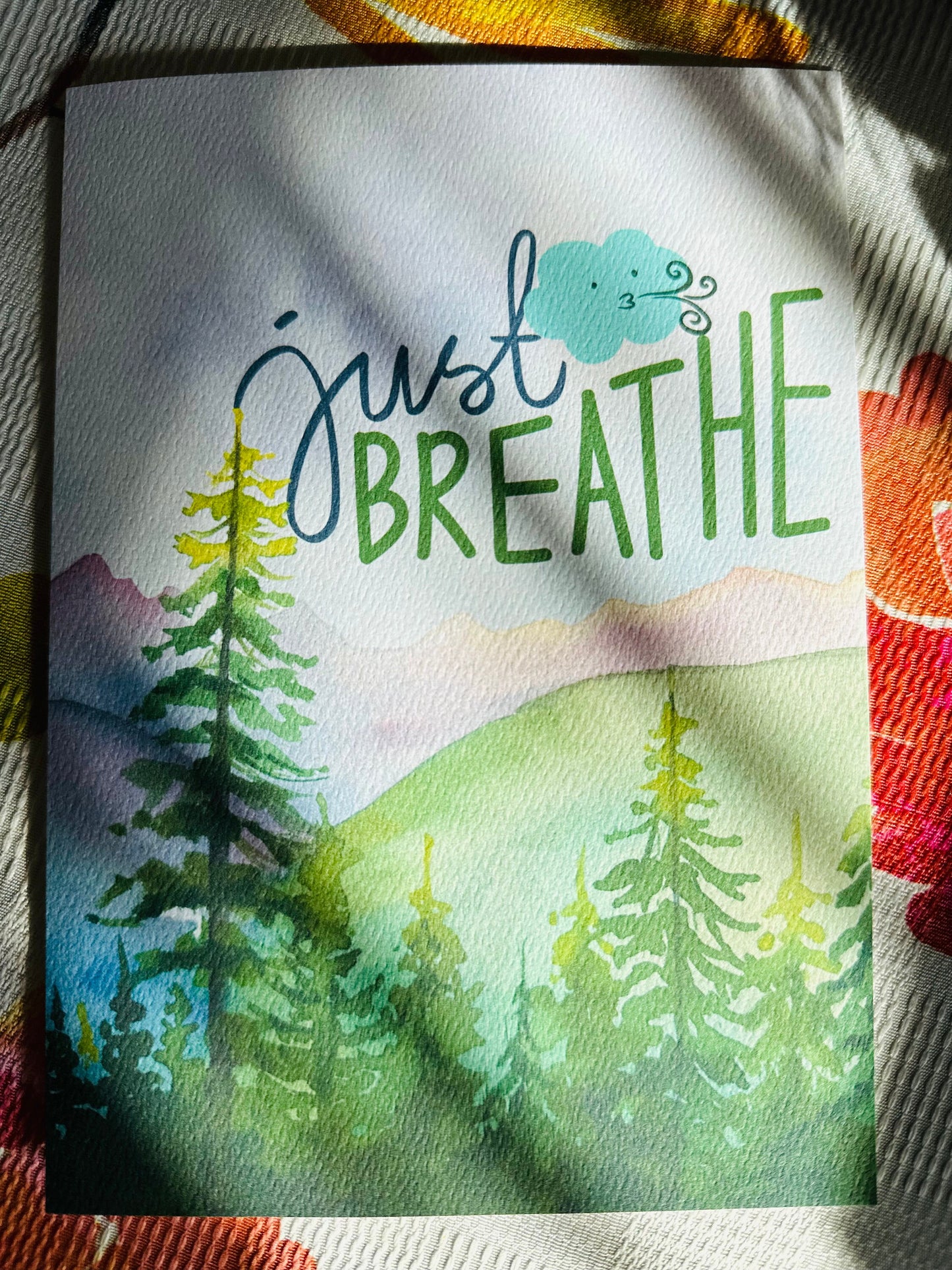 "Just Breathe" Nature Greeting Card (As-Is or Custom) | Inspirational, Motivational & Uplifting | Relax, Calm, Tranquil, Mindful, Mental Health, Self-Care, Love | Perfect Gift for Friends, Family & Loved Ones