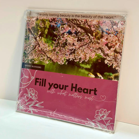 4x4 Cherry Blossoms Nature Art Print with Magnetic Frame | Fill Your Heart | Ideal Gifts for Housewarming, Home/Office Decor, Birthday, Thank You, Graduation, Gratitude, Belief, Faith, Mental Health, Mindfulness, Self-Care, Self-Love, Therapy, & More